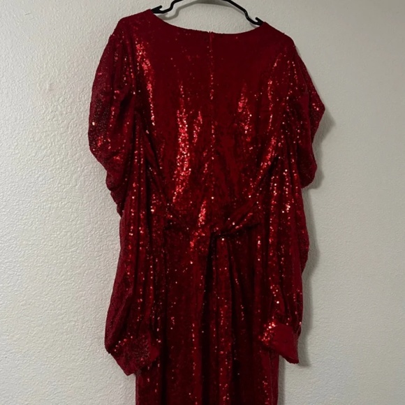 Red sequin dress gown floor length maxi gown - Picture 3 of 5